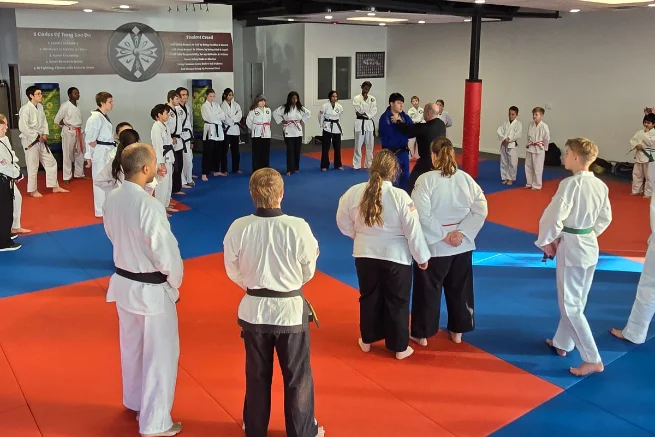 students in Japanese jiu jitsu
